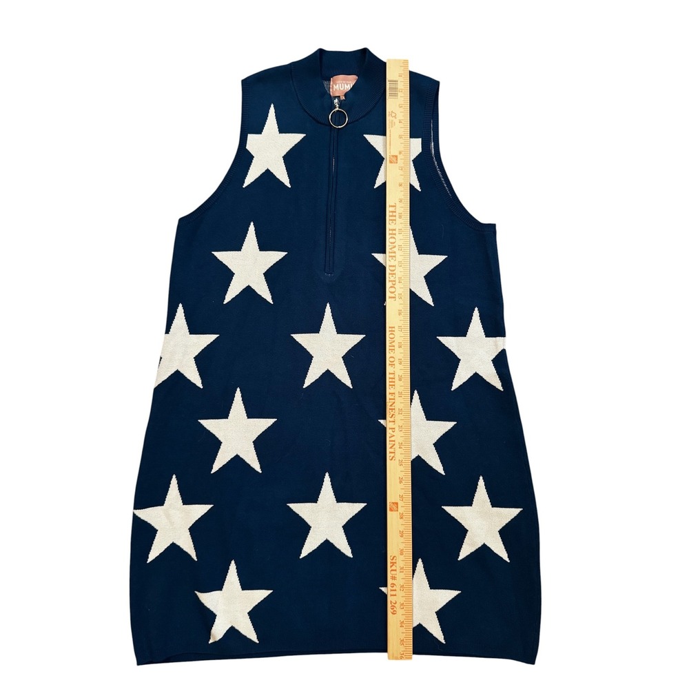 Show Me Your Mumu Zoe Zip Dress XL Navy Blue White Star Print Mock Neck New - Picture 4 of 12
